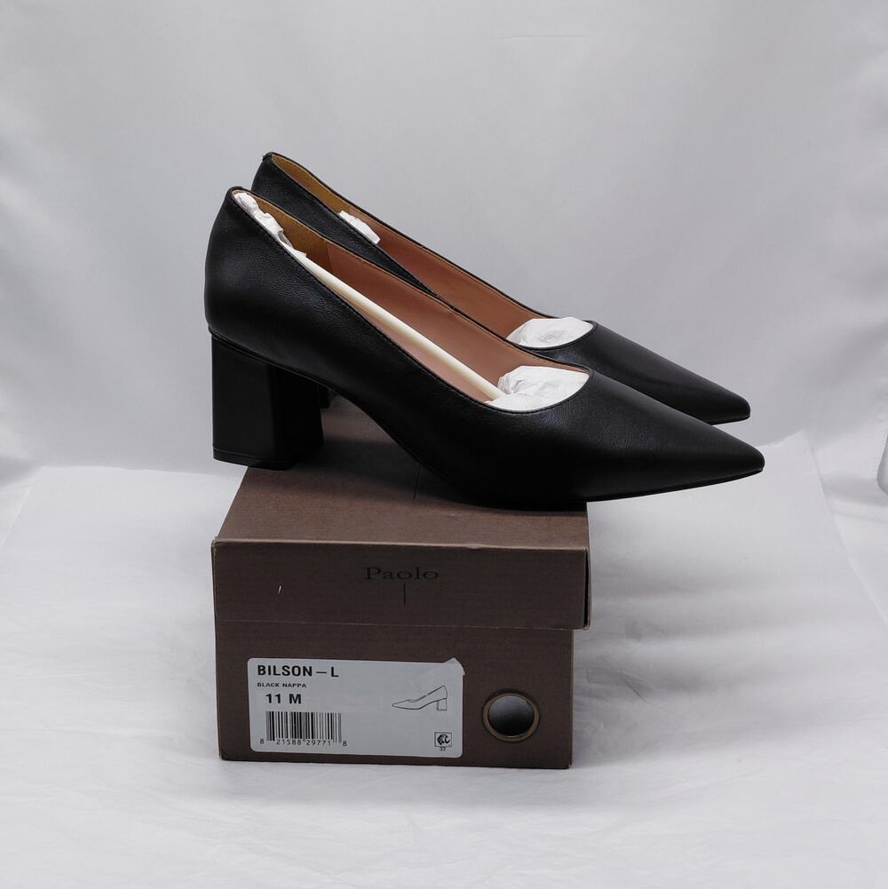 Linea Paolo Womens Pumps Size 11 Black Leather Office Career Wedding Party Shoes